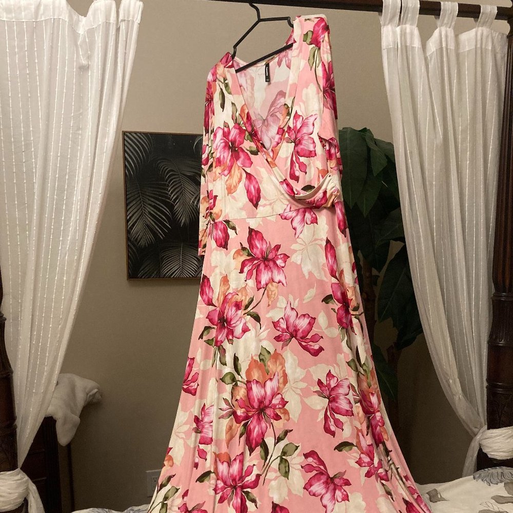 Pink Floral Maxi Dress with super stretch